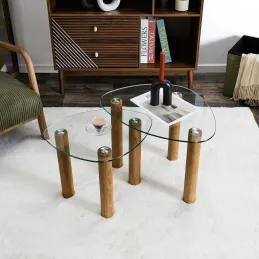 Table gigogne galet en verre trempé Clara (Lot de 2)