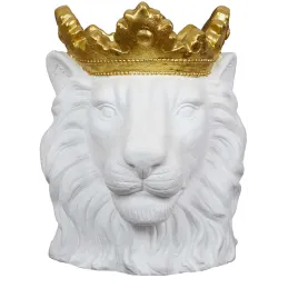 Cache pot Lion couronne dorée 39 x 33 x 39 cm