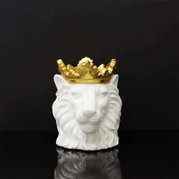 Cache pot Lion couronne dorée 39 x 33 x 39 cm