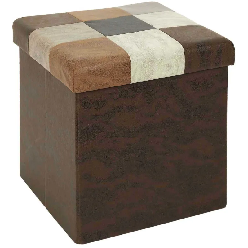 Coffre pouf pliable en polyuréthane patchwork Helsinki