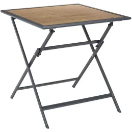 Table pliable en métal anthracite et effet bois Barcelone