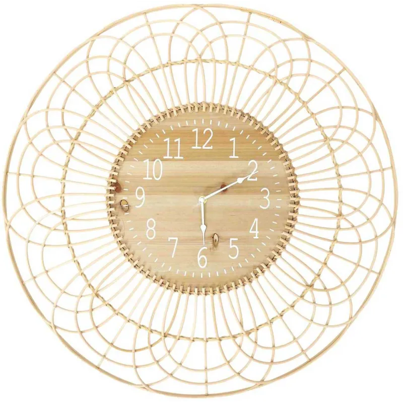 Horloge ronde en rotin 70 cm