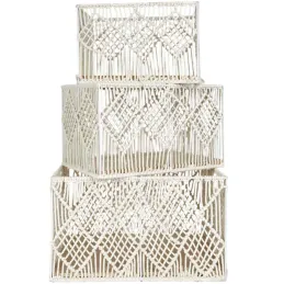 Panier rectangulaire gigogne Boho (Lot de 3)