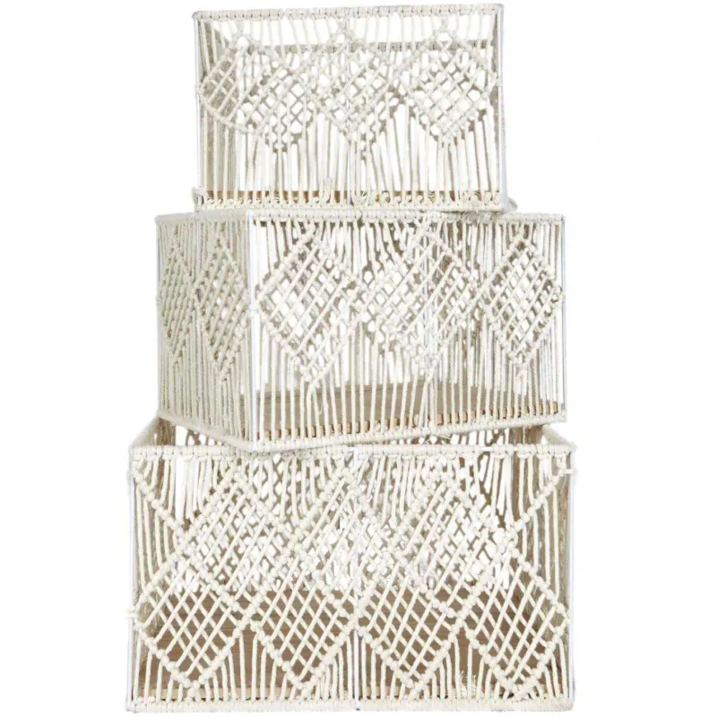 Panier rectangulaire gigogne Boho (Lot de 3)