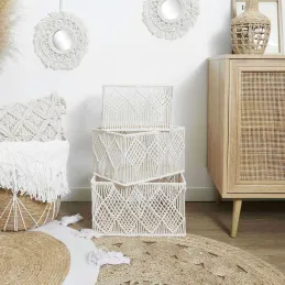 Panier rectangulaire gigogne Boho (Lot de 3)
