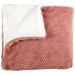 Plaid imitation fourrure rose et sherpa 140 x 200 cm