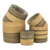 Cache-pots en jonc naturel et brun