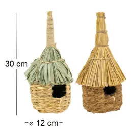 Nichoir en paille et bambou.