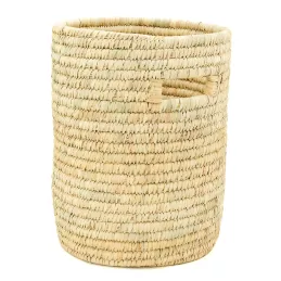 Ensemble panier à linge en jonc naturel avec couvercle et corbeilles assorties