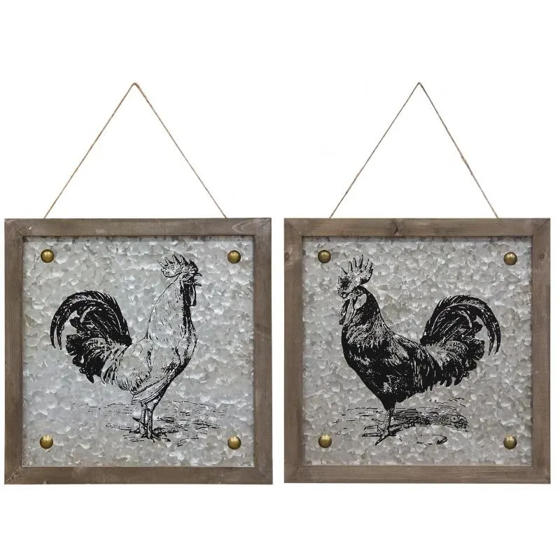 Cadre coq et métal et bois