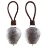 Cloche en métal vieilli et cuir