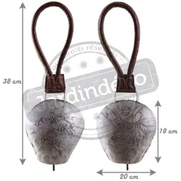 Cloche en métal vieilli et cuir