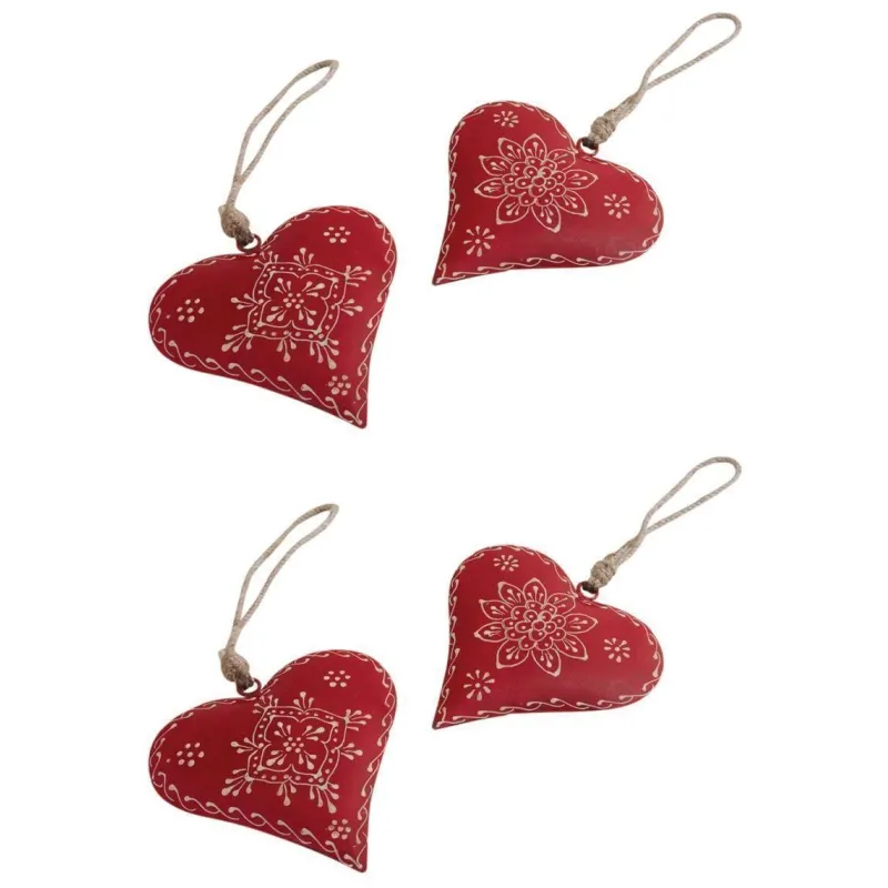 Coeur à suspendre en métal et corde