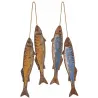 Poissons à suspendre en bois jaune et bleu