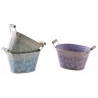 Corbeille ovale en métal motif fleurs 18 cm