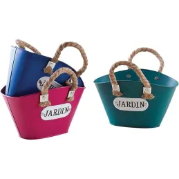Panier en métal coloré 21 cm Jardin