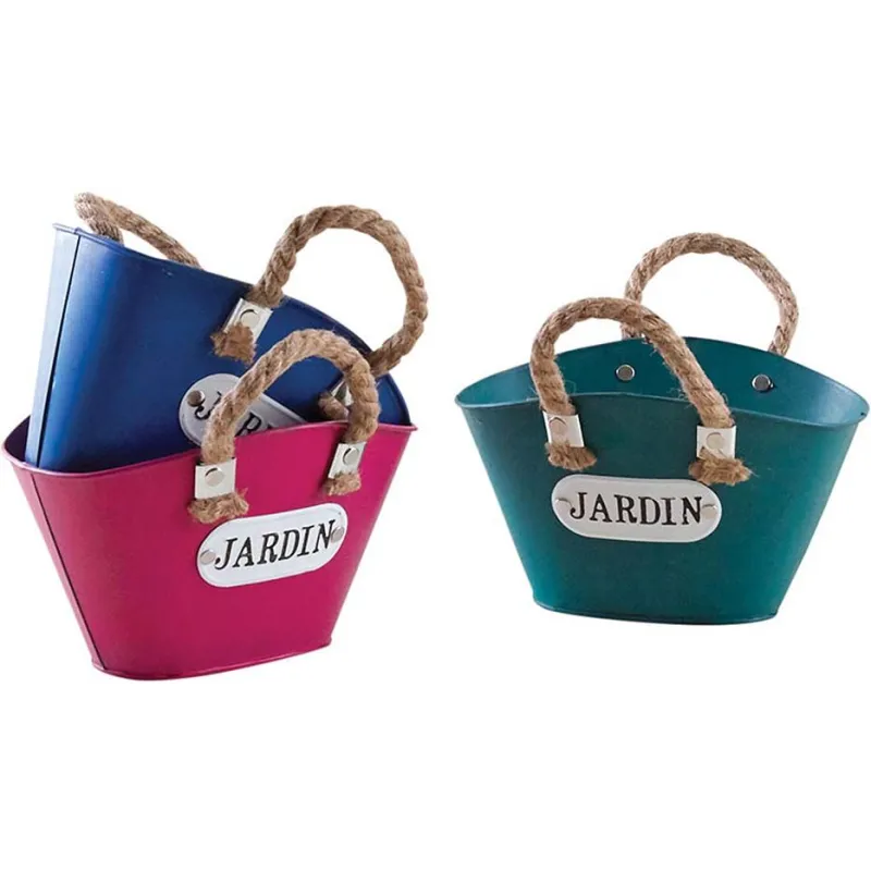 Panier en métal coloré 21 cm Jardin