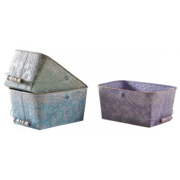 Panier en métal motif fleurs 25 cm