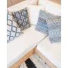 Coussin bleu et blanc en coton (Lot de 2)