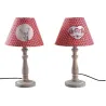 Lampe à poser en bois et coton rouge