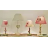 Lampe à poser en bois et coton rouge