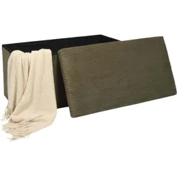 Coffre banc pliable en velours côtelé Scott