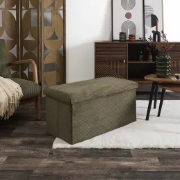 Coffre banc pliable en velours côtelé Scott