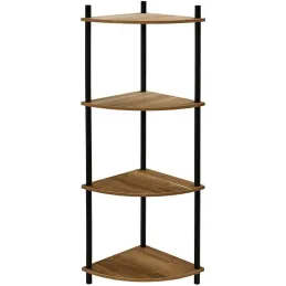 Etagère d'angle 4 niveaux en mdf imitation acacia