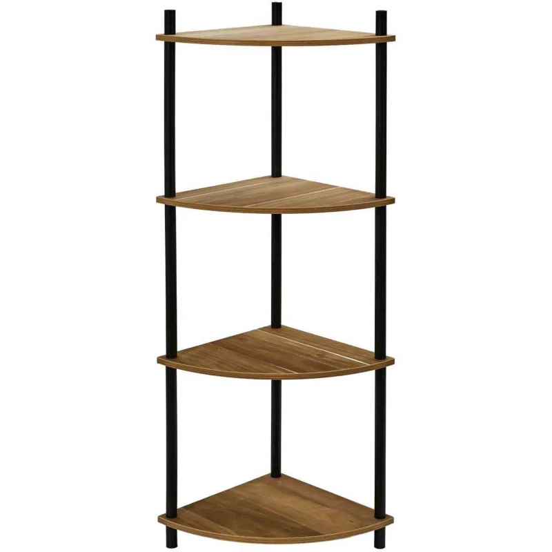 Etagère d'angle 4 niveaux en mdf imitation acacia