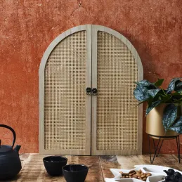 Miroir à volets en mdf et canage Bali