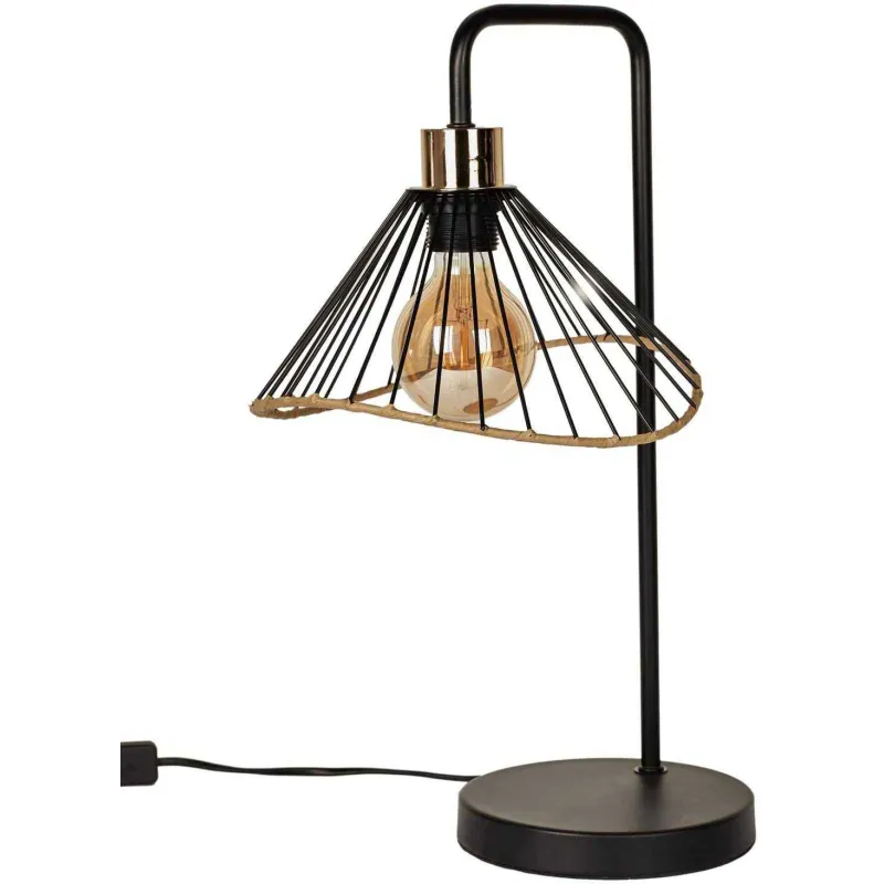 Lampe à poser avec abat-jour en rotin