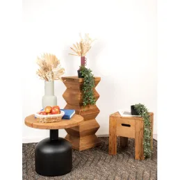 Table d'appoint en pin et pied en métal 