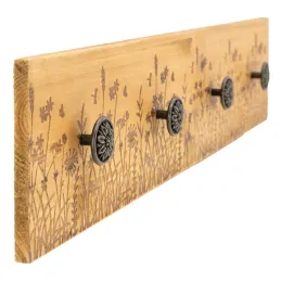 Patère en pin Fleurs Champêtres