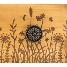 Patère en pin Fleurs Champêtres