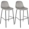 Chaise de bar en velours côtelé Giulia gris (Lot de 2)