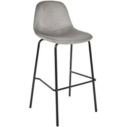 Chaise de bar en velours côtelé Giulia gris (Lot de 2)