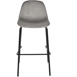 Chaise de bar en velours côtelé Giulia gris (Lot de 2)