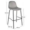 Chaise de bar en velours côtelé Giulia gris (Lot de 2)