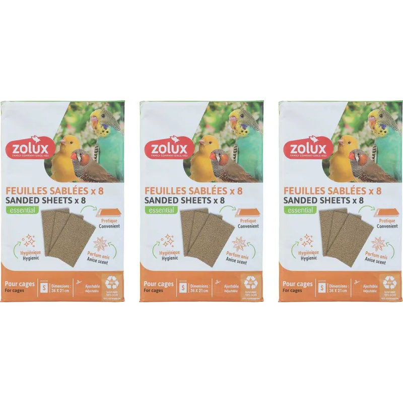 Sachet de feuilles sablées pour cage oiseaux domestiques