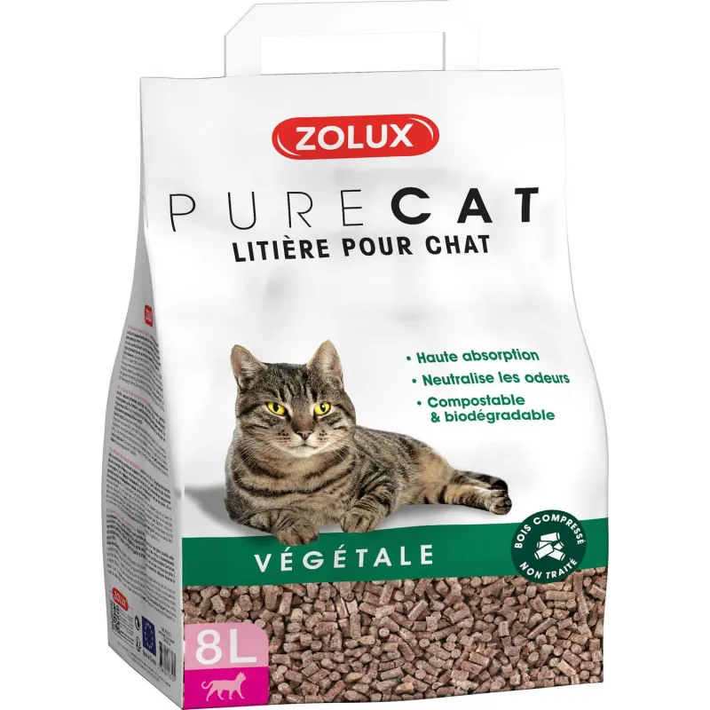 Litière végétale nature Purecat 8 litres