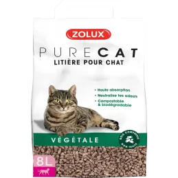 Litière végétale nature Purecat 8 litres