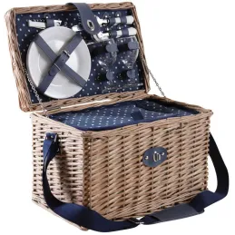 Panier pique-nique en osier gris