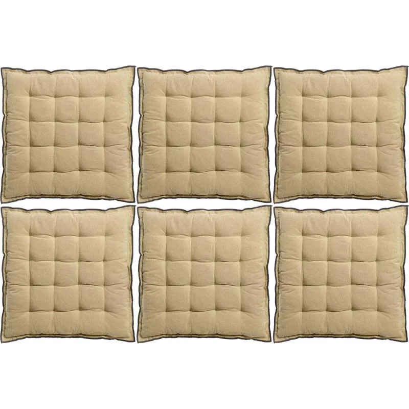 Galette de chaise en coton recyclé Grace (Lot de 6)