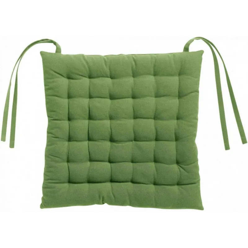 Galette de chaise en coton recyclé 36 points Zea vert (unitaire)