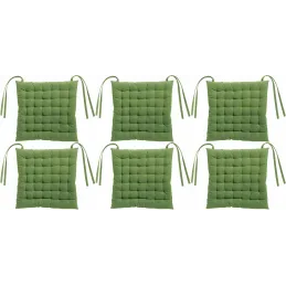 Galette de chaise en coton recyclé 36 points Zea vert (Lot de 6)