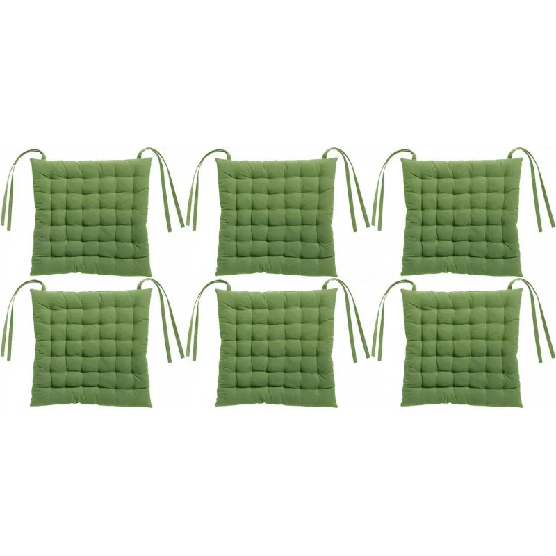 Galette de chaise en coton recyclé 36 points Zea vert (Lot de 6)