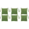 Galette de chaise en coton recyclé 36 points Zea vert (Lot de 6)