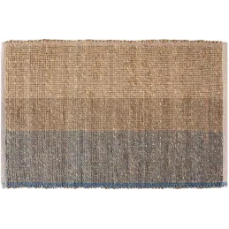 Tapis en jonc de mer et coton myosotis Karan