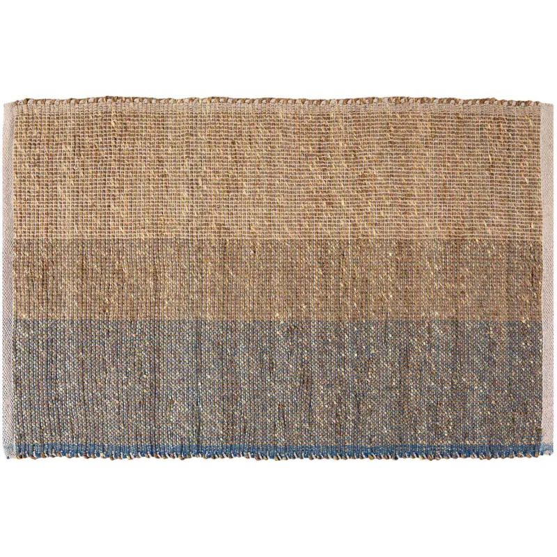 Tapis en jonc de mer et coton myosotis Karan