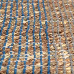 Tapis en jonc de mer et coton myosotis Karan